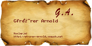 Gfrörer Arnold névjegykártya